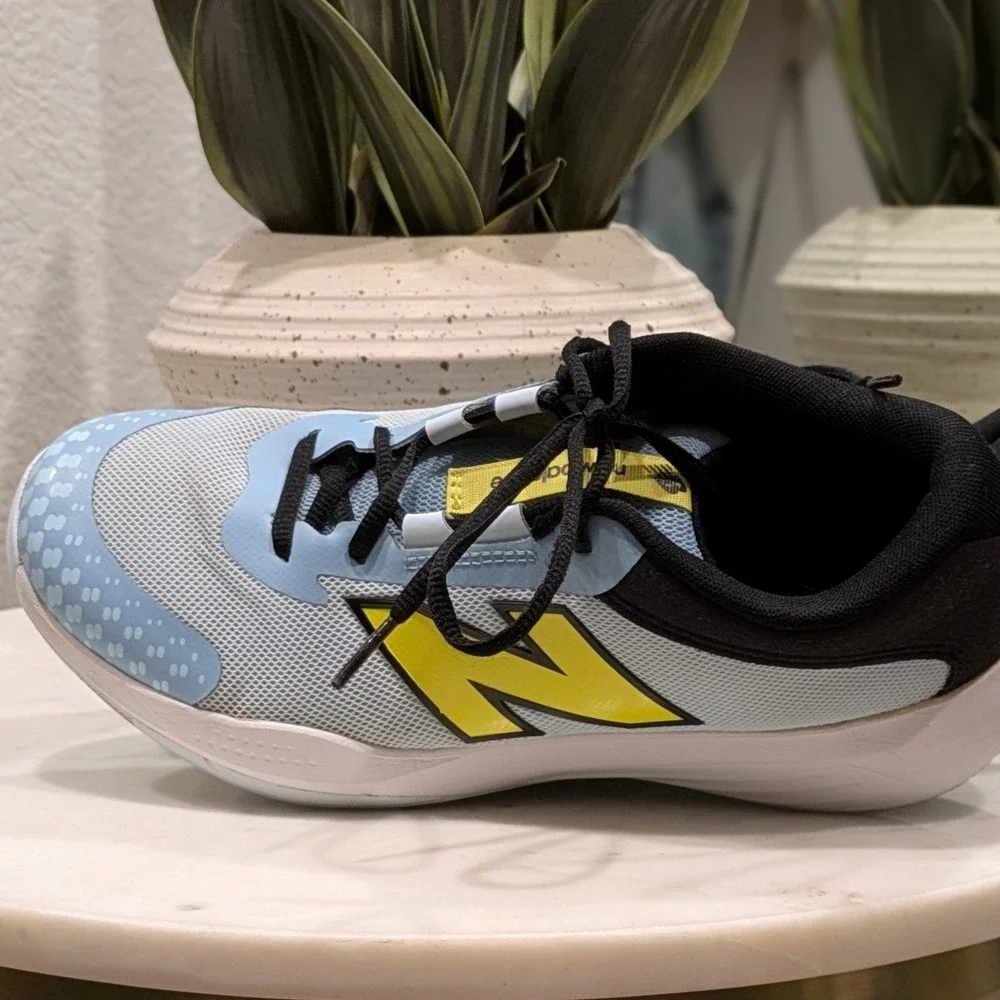 New Balance 696v6 Court Tennis Pickleball Shoes Quarry Blue Firefly Yellow Sz 6